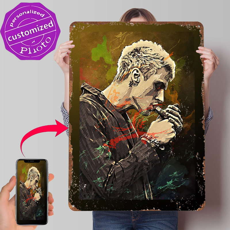 Retro Gaming Gun - Plakat Metalowy Machine Gun Kelly, Personalizowana