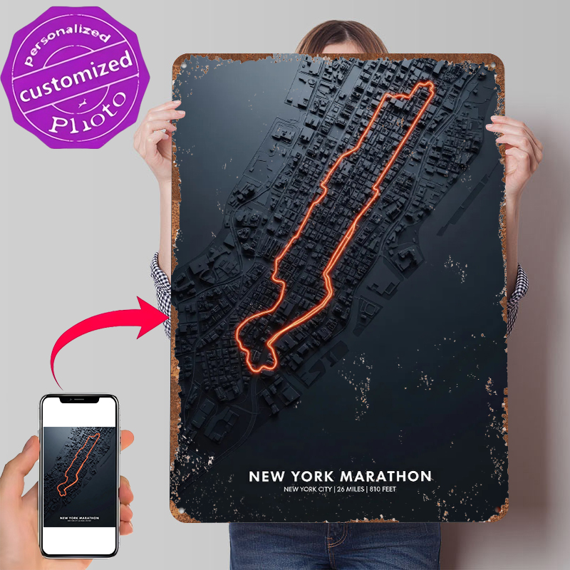 Retro Gaming York - Mapa Maratonu Nowojorskiego Plakat z Blachy