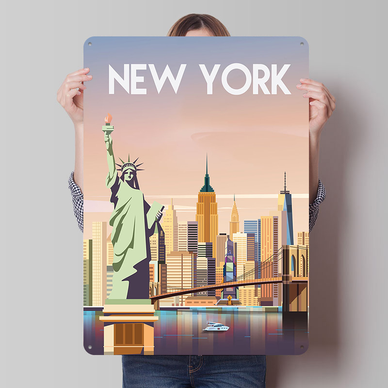 Retro Gaming York - Metalowy plakat Nowy Jork, personalizowana dekoracja