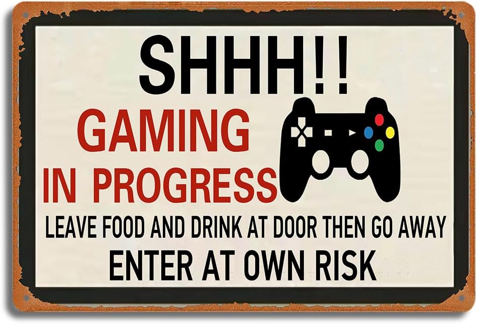 Retro Gaming Us - Metalowy szyld retro gamingowy, SHHH! Tabliczka