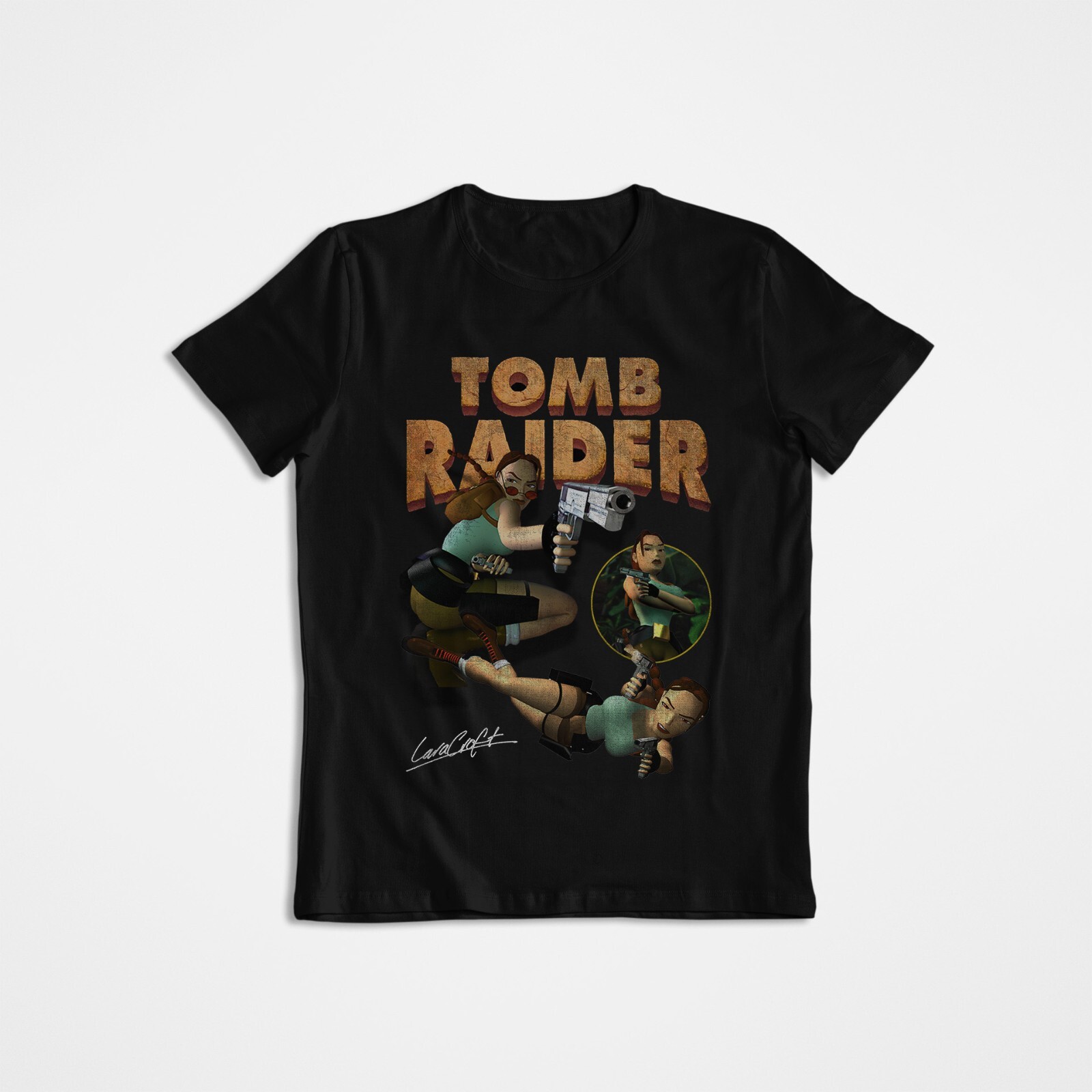 Retro Gaming Shirt - Tomb Raider, Lara Croft, Koszulka Graficzna,