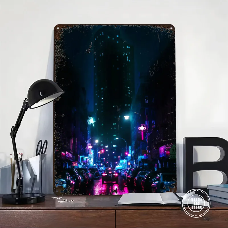 Metalowy plakat z uliczką w No – Retro Gaming York recenzja i cena