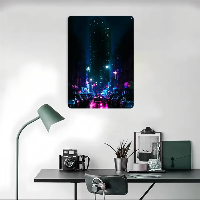 Metalowy plakat z uliczką w No – Retro Gaming York recenzja i cena